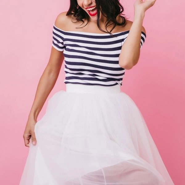 thumbnail White Dress with Black Lines